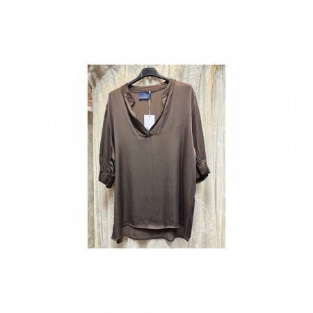 MIA SATIN V-NECK brun