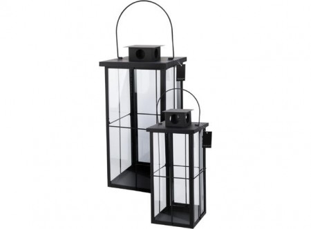 Lykt sort metall 20x45cm 