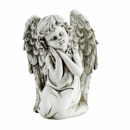 Engel på kne stor polystone L10 H14,5cm