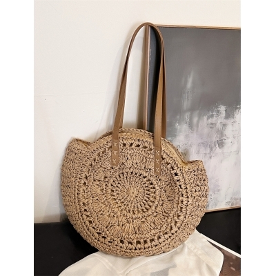 Tinos stråveske rund sand