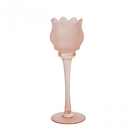Tulipan lysestake høy modell H 22cm Rosa