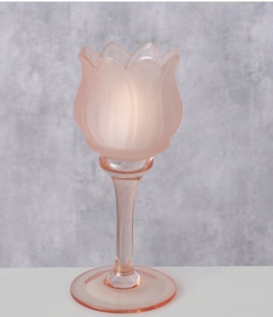 Tulipan lysestake lav modell h17cm rosa