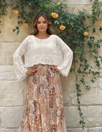 Strikket blondetopp one size