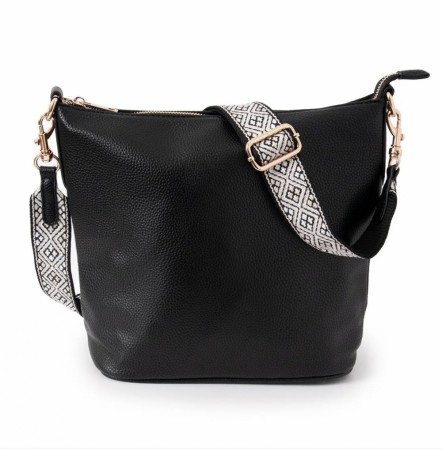 Bertine crossbag med mønstrete reim