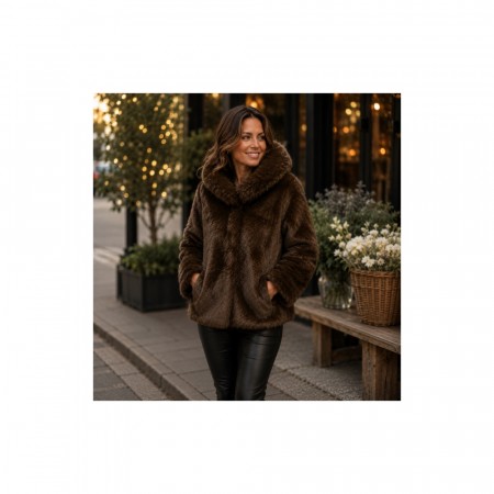 Hood Minky jacket  brun