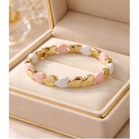 Årmbånd hjerter rosa strikk 