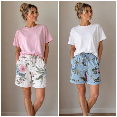 Magic flower shorts hvit