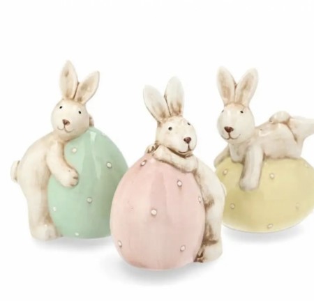 Hare på egg gul 9x7x14cm