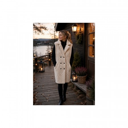 Curly fur vest long