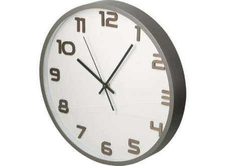Klokke vegg PP/glass 35cm 2ass grå Batteri: 1xAA ikke inkl